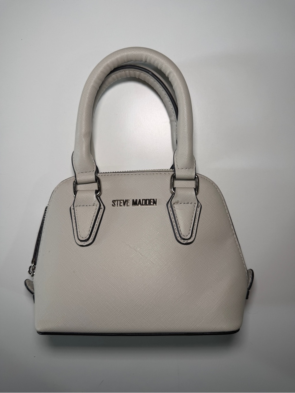Steve Madden White Structured Dome Crossbody Satchel